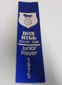 Box Hill Soccer Club - First Place Ribbon - Best Junior Player - Vintage - 1975 - Picture 1 of 4