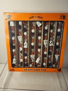 GUIRNALDA FANTASMA de vidrio Radko SHINY BRITE HALLOWEEN naranja, negro, metálico - 7 pies - Imagen 1 de 3