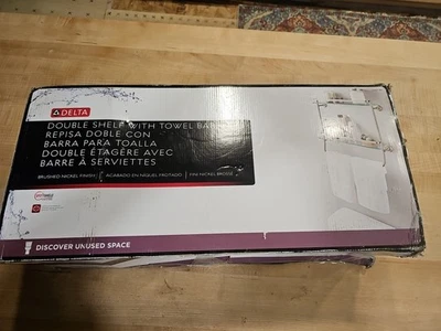 Delta FSS07-BN 20" prateleira de vidro duplo com barra de toalha no SpotShield níquel escovado - Imagem 1 de 3