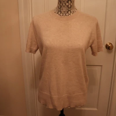 Theory Beige Cashmere Short Sleeve Sweater/Shell – Medium - NWOT - Image 1 of 4