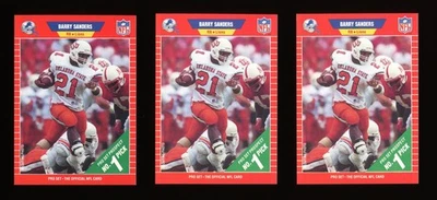 Lote de 3/1989 Pro Set Fútbol #494 Barry Sanders RC Tarjetas de Novato Foto 1 de 2