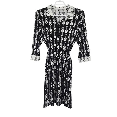 Chico's Women's Bit and Bridle Print Belted Shirt Dress Black Size 3 - Image 1 of 4