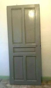 Porte de passage a cinq panneaux moulurés Sapin massif XX siècle - Picture 1 of 4