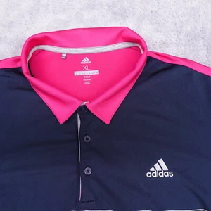Adidas Golf Polo Men's Extra Large Pink Blue Performance Stretch Logo Sportswear - Picture 1 of 12