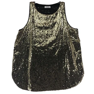 Guanyy Pailletten Top Damen XXL Gold & Schwarz Ausgefallen Party Silvester Fee Goth - Bild 1 von 8