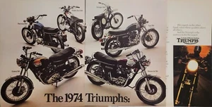 1974 Triumph 4pg Print Ad Daytona Trident Trophy Trail Bonneville Tiger Avenger - Picture 1 of 1