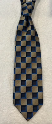 Corbata a cuadros azul negro tostado Bergamo New York para hombre  Foto 1 de 3