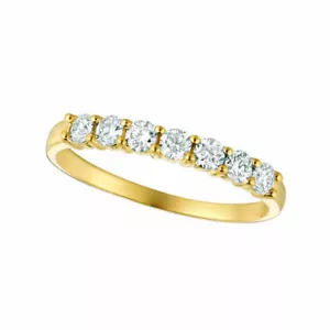 0.50 Carat 7 Stone Natural Diamond Ring G SI 14K Yellow Gold  - Picture 1 of 1