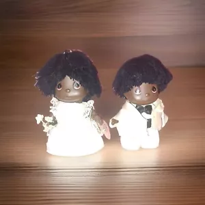 Vintage Precious Moments Hi Babys Braut & Bräutigam Afroamerikaner 1989 - Bild 1 von 12