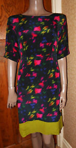 Gorgeous Toast 100% Silk Abstract Blurred Effect Dress Size UK 12