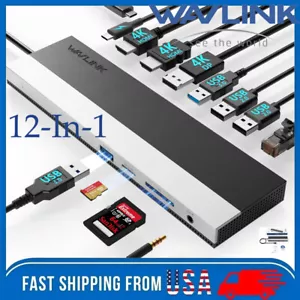 12-in-1 USB C HUB Docking Station Triple Display 85W Charging DisplayPort HDMI - Picture 1 of 27