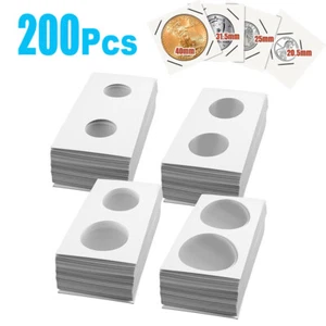 200 4 Sizes Coin Holder Cardboard Mylar Paper Flip 2x2 for Collection Album Book - Picture 1 of 9