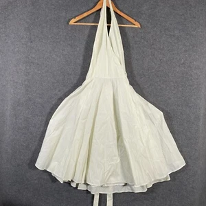 Esprit Dress Womens 14 White Green Fit Flare Striped Event Cocktail Party NEW - Picture 1 of 17