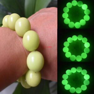 Rare Natural Luminous Bracelet Green Fluorite Glow In The Dark Bracelets 10MM