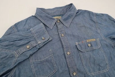 True Religion Mens XL Blue Denim Western Style L/S Button Front Shirt - Image 1 of 4