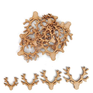 Paquete de adornos de decoración navideña con cabeza de ciervo MDF formas artesanales madera en blanco - Imagen 1 de 4