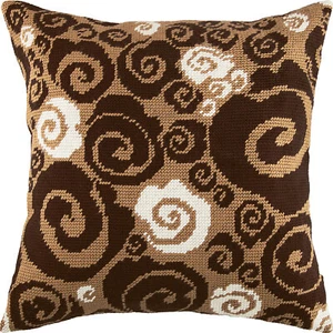 DIY Needlepoint/Tapestry Pillow Kit "Cappuccino" 16x16 in / 40x40 cm - Picture 1 of 5