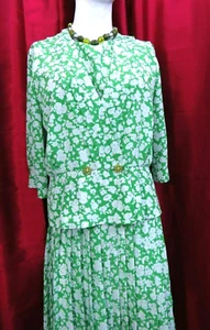 Berkertex Occasions Green & White Floral Top Blouse & Skirt 3 Piece Set UK 16 - Picture 1 of 12
