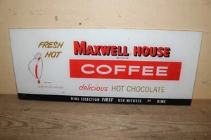 Vintage Maxwell House Fresh Hot Coffee Vending Machine 22" Sign - Picture 1 of 7