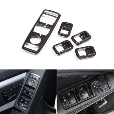 Cubierta de botón interruptor elevador ventana puerta fibra carbono para Mercedes Benz W176 W204 Foto 1 de 4