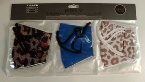 Orly Fashion Face Masks 3 Pack adult size (Animal Print, Blue, Animal Print) - Picture 1 of 2