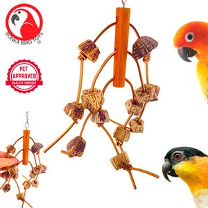 Bonka Bird Toys 2766 Mahogany Spider Medium Wood Leather Chew Parrot Cage Toy - Picture 1 of 7
