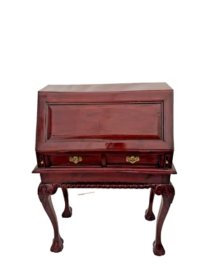 Escritorio de secretaria estilo Chippendale vintage nueve cajones tres compartimentos ocultos Foto 1 de 4