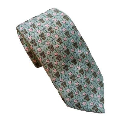 Corbata de cuello de alcancía de dinero Vineyard Vines verde seda 60"x3,5" contador bancario  Foto 1 de 4