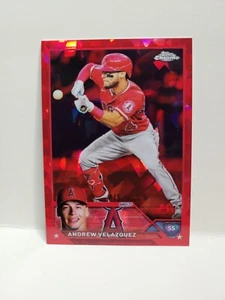 2023 Topps Chrome Sapphire #605 Andrew Velazquez Red Refractor 4/5 Angels - Picture 1 of 6