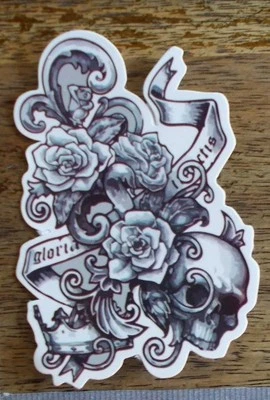 Наклейка «Череп и розы» глянцевый вид стикер бомба скейтборд ноутбук - Изображение 1 из 2