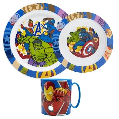 Marvel Avengers Kinder Geschirr-Set 3 teilig Becher Teller Schüssel Thor Hulk - Bild 1 von 4