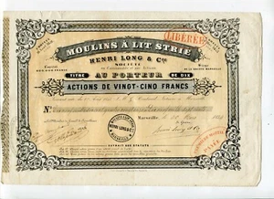 Dépt 13 - Marseille - Minoterie Rare Moulins à Lit Strié Henri Long & Cie 1854 - Picture 1 of 2