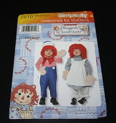 New Raggedy Anne & Andy Pattern Costume size AA 1/2 1 2 Toddlers Halloween  -C-9 - Image 1 of 4