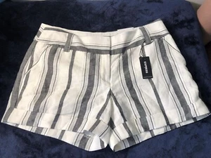 New EXPRESS Linen Striped Midi Dress Mid Rise Cuff Lined Shorts | 6 - Picture 1 of 3