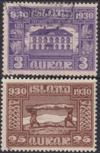 ISLAND SC# 152,8 GEBRAUCHT - 3 & 25a WERTE im SET - PARLAMENTSGEBÄUDE - Bild 1 von 1