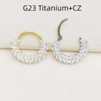 1 pieza G23 Titanio Circonita cúbica Nariz Segmento Anillo Clicker Oreja Hélice Aro Tabique 16G Foto 1 de 4