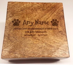 Engraved Pet Urn Ashes Pet Box Dog Urn Cat Urn Personalised Casket Mango Wood - Picture 1 of 11