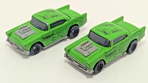 Lot of 2 HOT WHEELS 1993 MCDONALD'S '57 CHEVY GREEN Alligator Crocodile - Foto 1 di 6