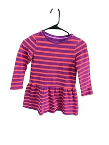 Mini Boden Girls Size 6 7 Years Purple Pink Striped Pendlum Hem Dress Long Sleev - Picture 1 of 3