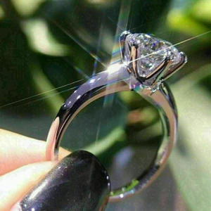 Neuer runder Moissanit-Verlobungsring Hochzeit Solitär 2,25 kt Weißgold - Bild 1 von 5