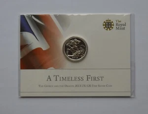 A Timeless First 2013 George & The Dragon UK £20 Fine Silver Coin - Picture 1 of 3