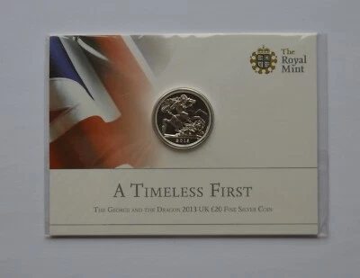 Moeda de prata fina A Timeless First 2013 George & The Dragon Reino Unido £20 - Imagem 1 de 3