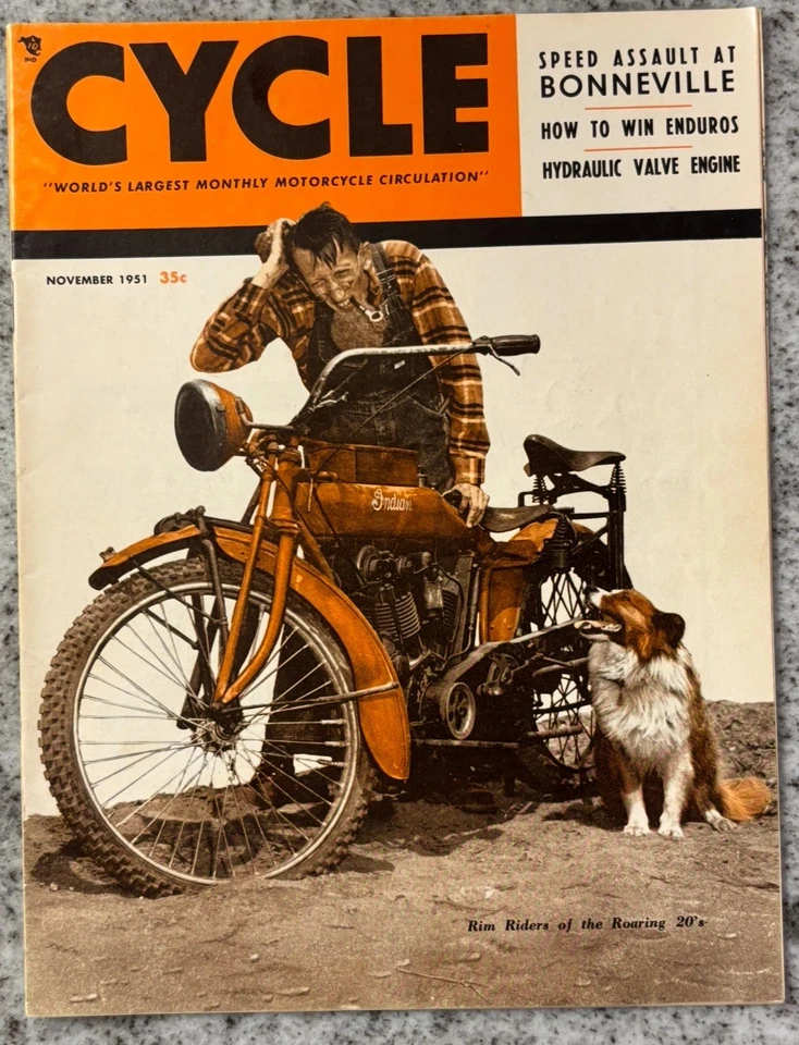 VTG Cycle Magazine November 1951 – Rare Indian Motorcycle Cover, Bonneville, VG+ - Image 1 of 4