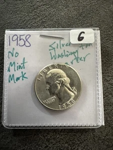 Cuarto de plata Washington 1958. Philadelphia Mint. No magnético. Plata. UNC. - Imagen 1 de 5