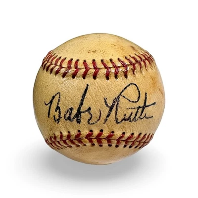 Babe Ruth Single Signed Official American League Baseball. Auto Grade JSA 8 - Image 1 of 4