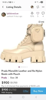 Botas de combate Prada Monolith con caja y bolsas antipolvo.  Excelente estado. Foto 1 de 4