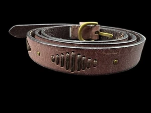 Frye braun Messing Echtleder Westerngürtel Damen L 45" Gesamtlänge 0,75" W - Bild 1 von 10