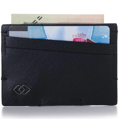 Alpine Swiss Double Diamond RFID Thin Card Case Leather Front Pocket Wallet - Image 1 of 4