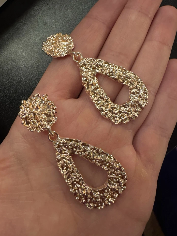 Brincos femininos estilo pendente folheados a ouro rosa ouro rosa 14k - Imagem 1 de 3