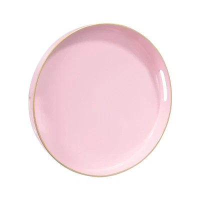 13 inch Pink Round Serving Tray with Handles Modern Decorative Plastic Tray - Image 1 of 4